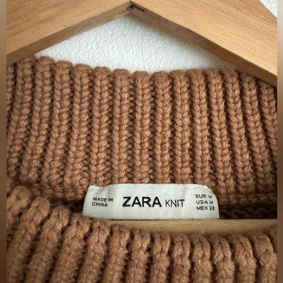 Tan Zara crew neck sweater. - Picture 2 of 3